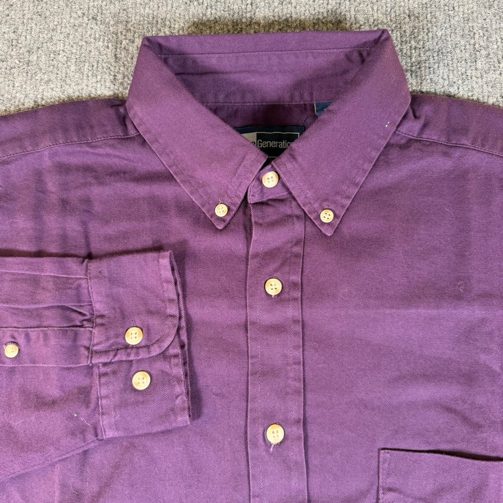 Blue Generation Mens Purple Twill Long Sleeve Button Down Shirt BG-8213 L